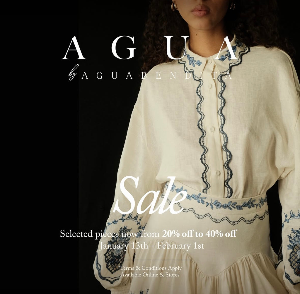AGUA Blue White Embroidery Shirt And Skirt Two Piece Set