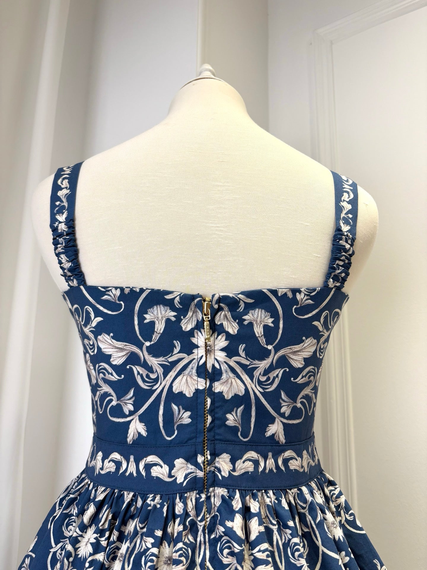 AGUA Vintage Floral Square Neck Tiered Midi Dress
