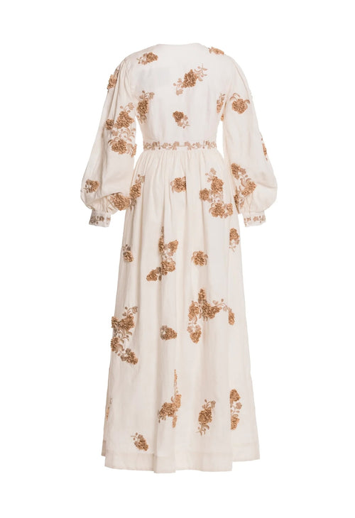 AGUA Bohemian Floral Embroidered Long Sleeve Maxi
