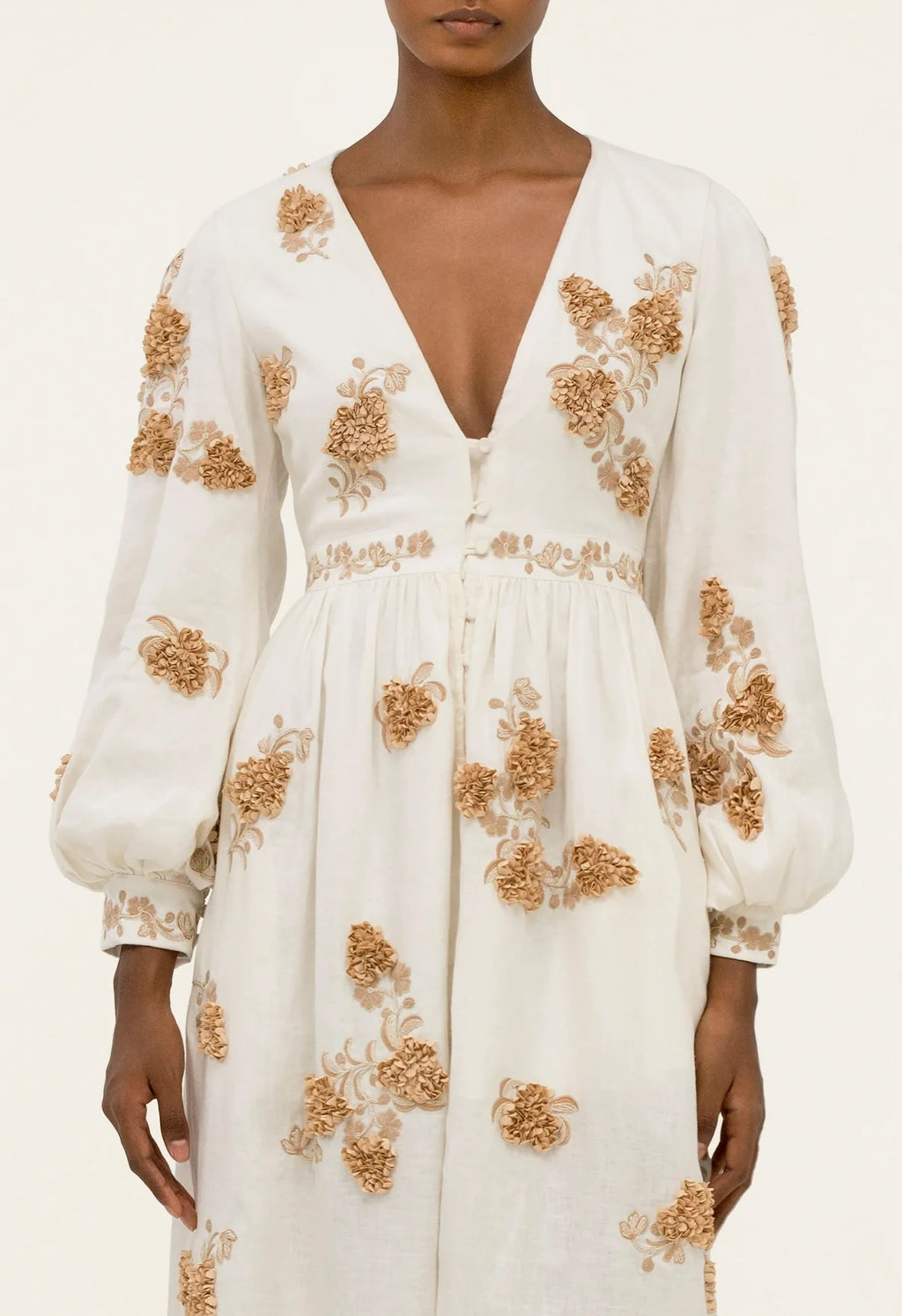 AGUA Bohemian Floral Embroidered Long Sleeve Maxi