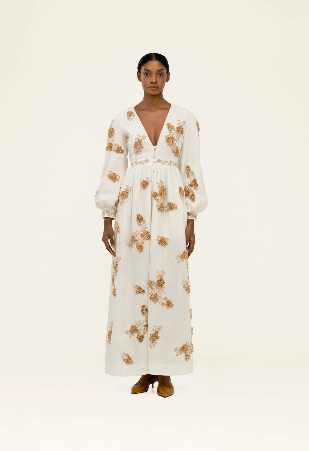 AGUA Bohemian Floral Embroidered Long Sleeve Maxi