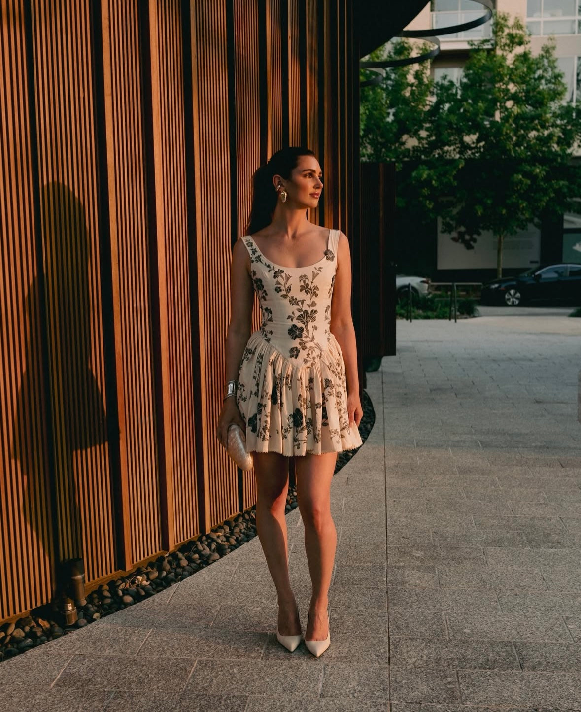 AGUA Dark Floral Corset Style Mini Dress