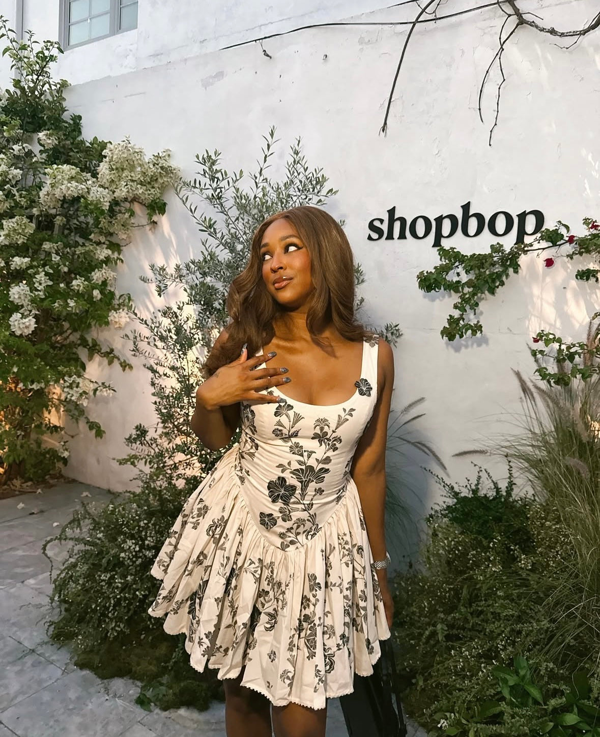 AGUA Dark Floral Corset Style Mini Dress