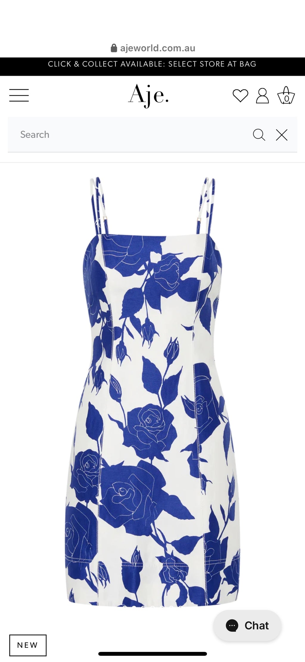 AJE White Blue Embroidery Shirt & Tiered Skirt Set
