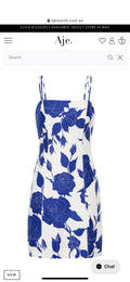 AJE White Blue Embroidery Shirt & Tiered Skirt Set
