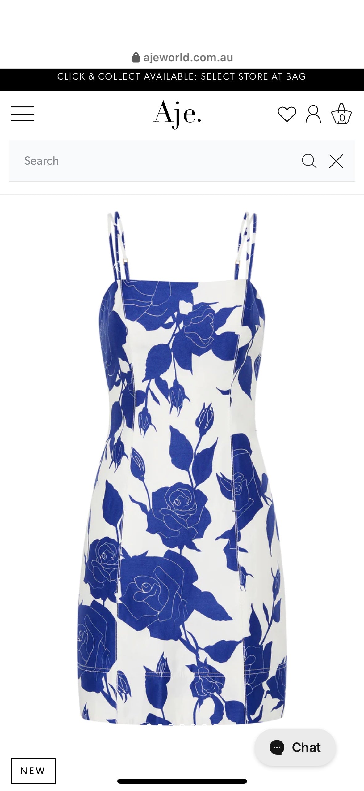 AJE White Blue Embroidery Shirt & Tiered Skirt Set