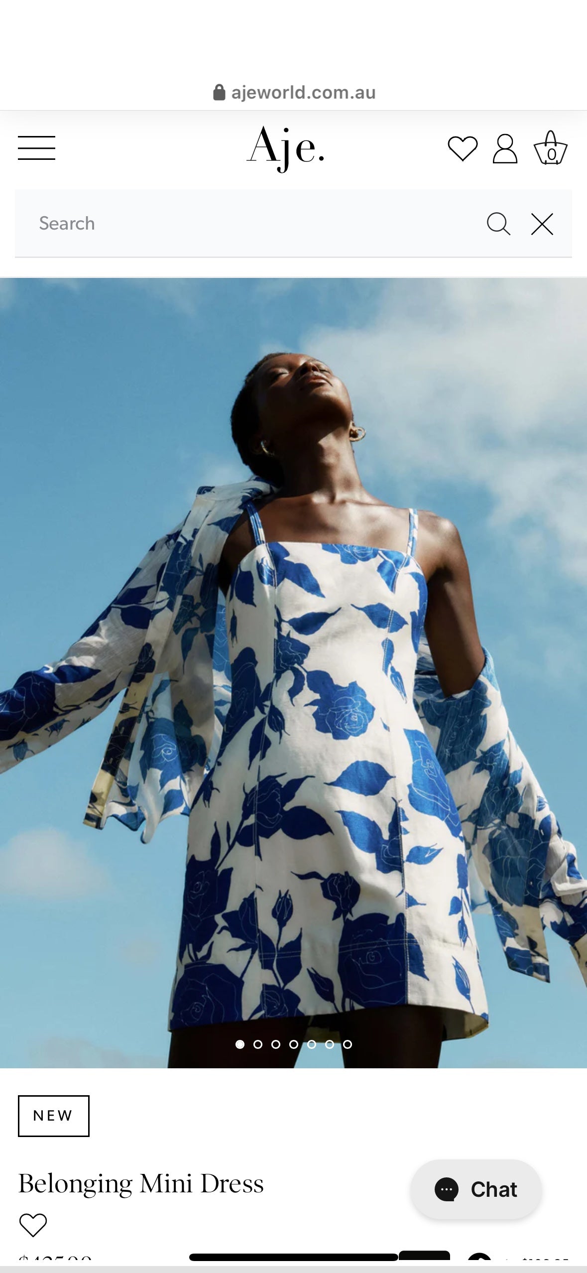 AJE White Blue Embroidery Shirt & Tiered Skirt Set