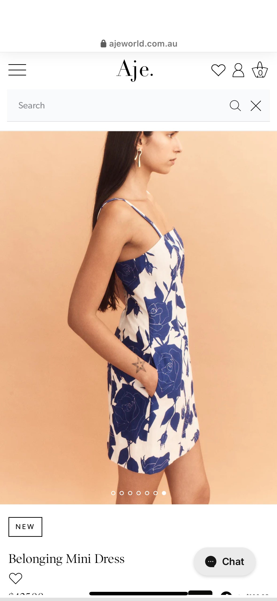 AJE White Blue Embroidery Shirt & Tiered Skirt Set
