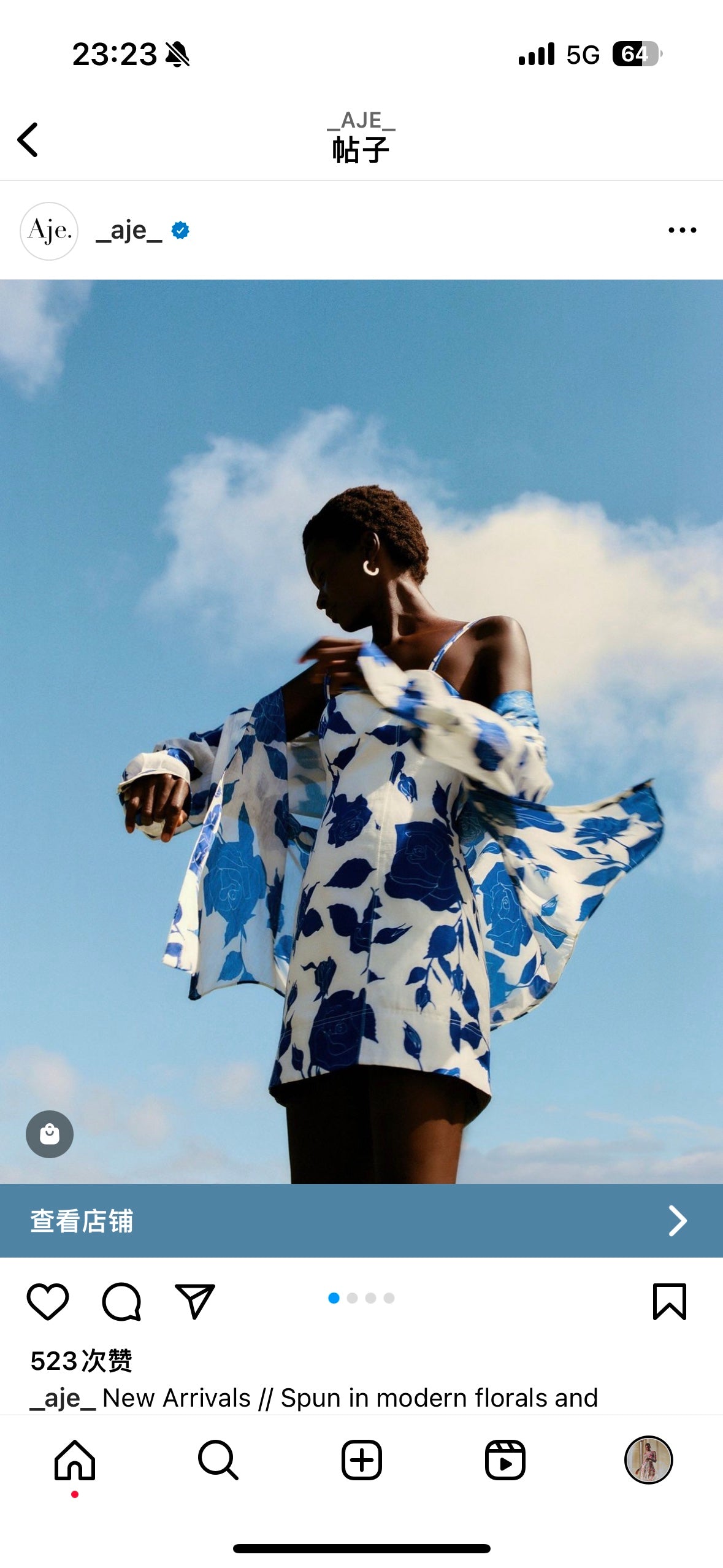AJE White Blue Embroidery Shirt & Tiered Skirt Set