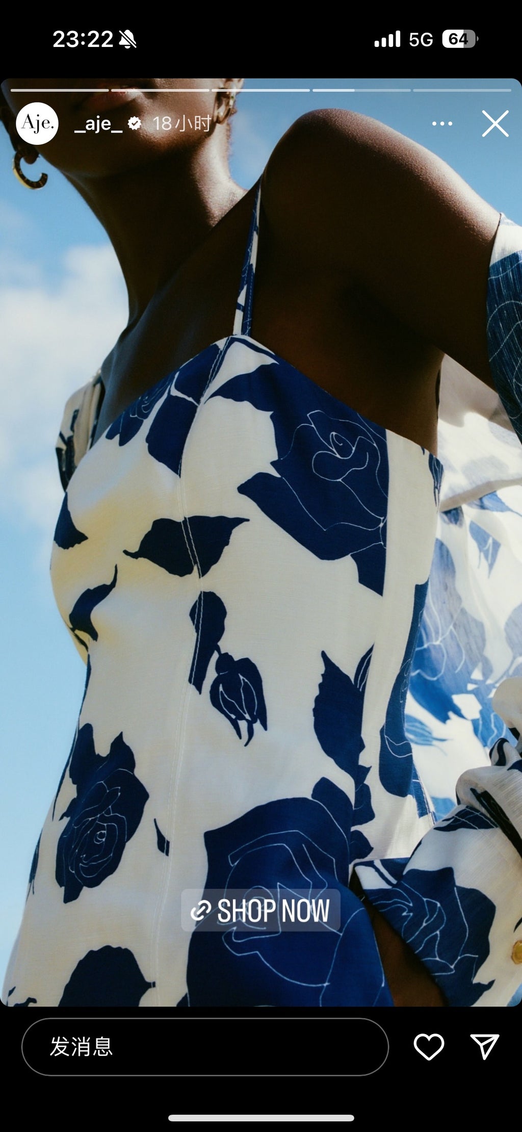AJE White Blue Embroidery Shirt & Tiered Skirt Set