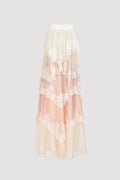 Women’s White Pink Tiered Lace Maxi Dress
