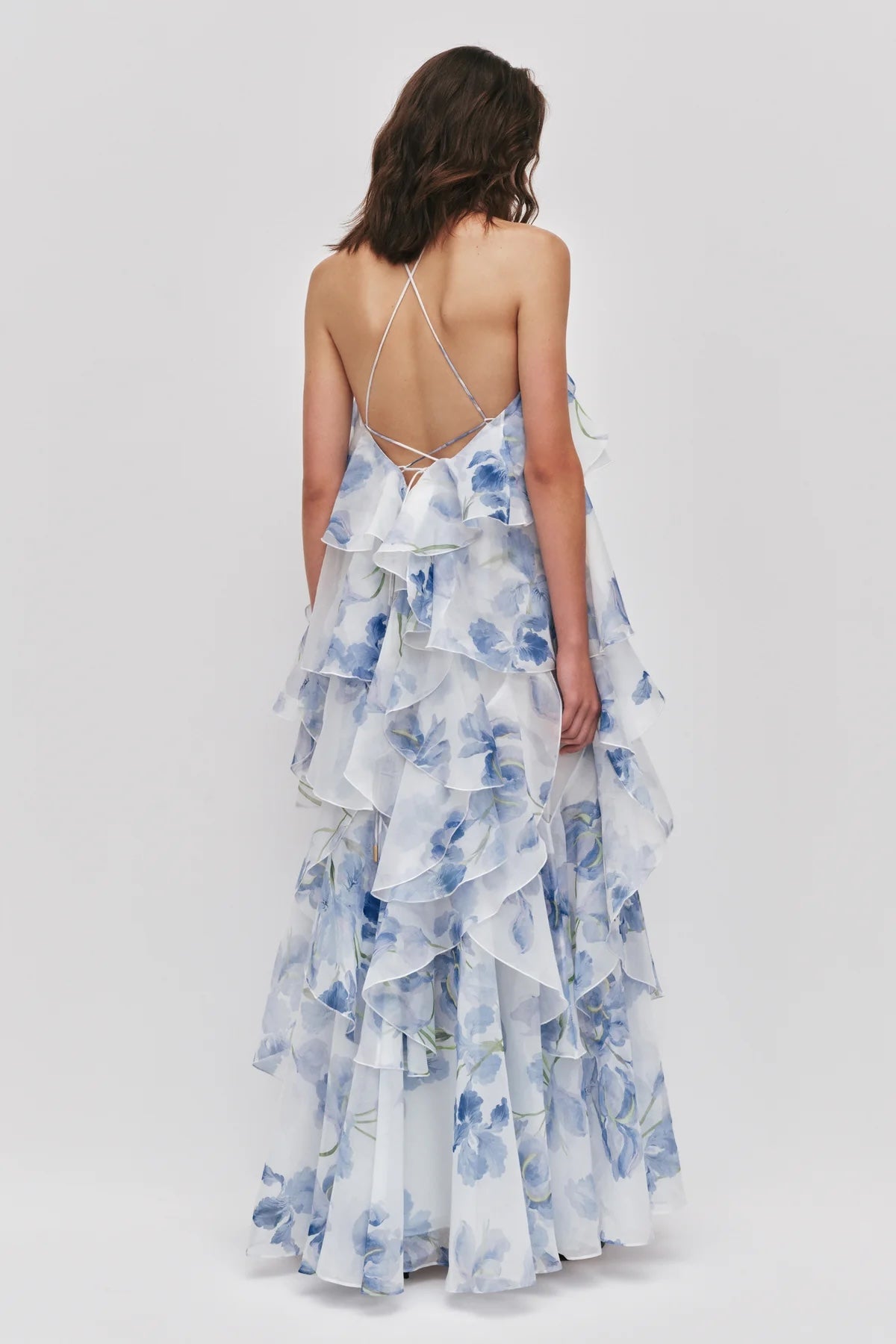 AJE Style Blue Watercolor Floral Maxi Dress