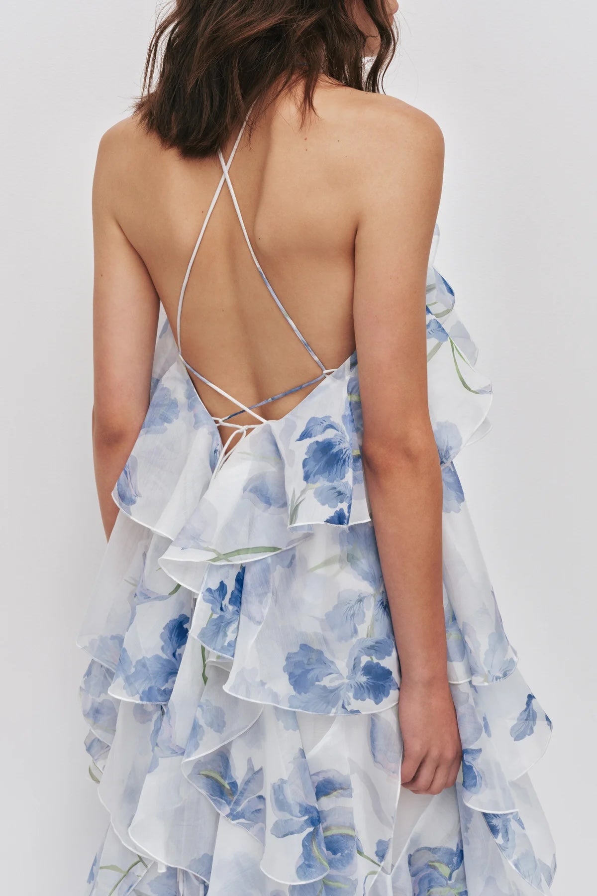 AJE Style Blue Watercolor Floral Maxi Dress