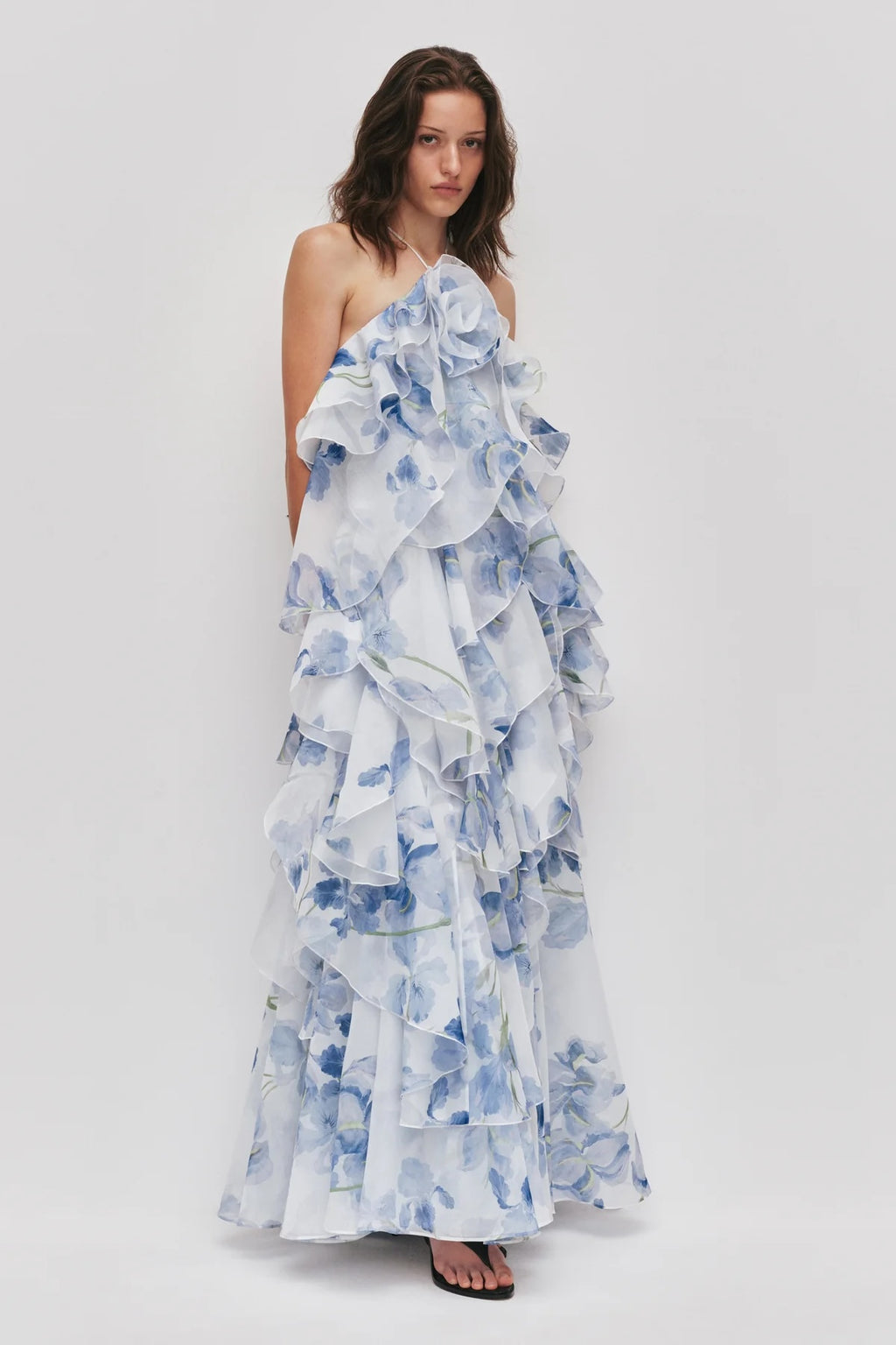 AJE Style Blue Watercolor Floral Maxi Dress