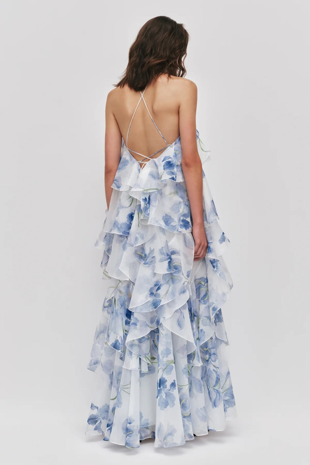 AJE Style Blue Watercolor Floral Maxi Dress