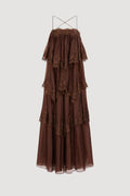 AJE White Blush Tiered Lace Spaghetti Strap Maxi Dress