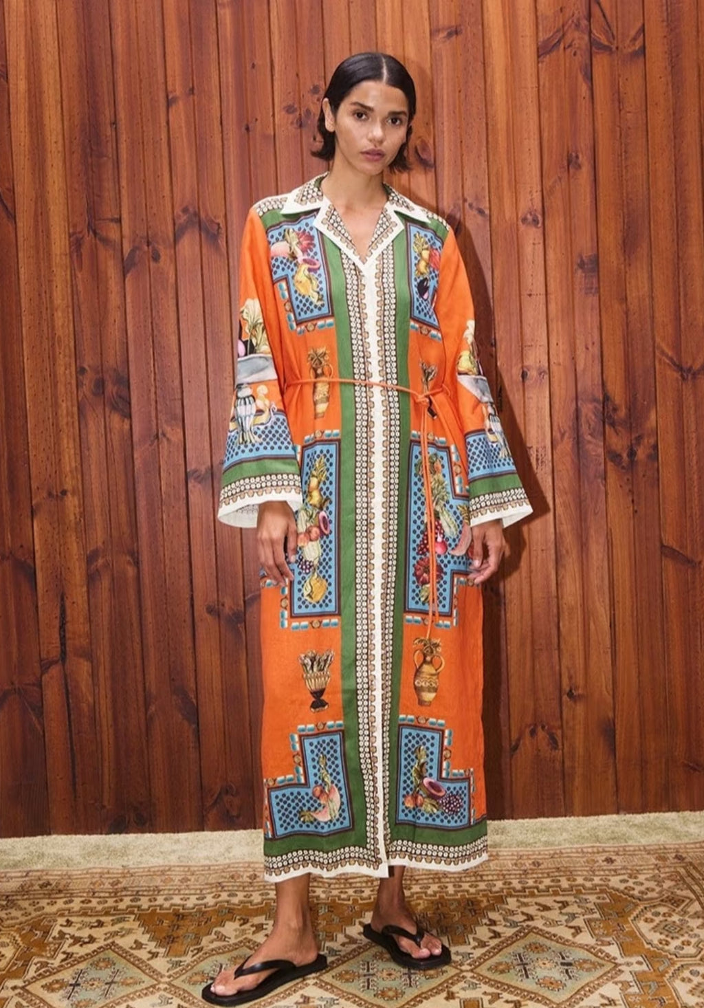Australian ALEMAIS Retro Paisley Linen Printed Dress