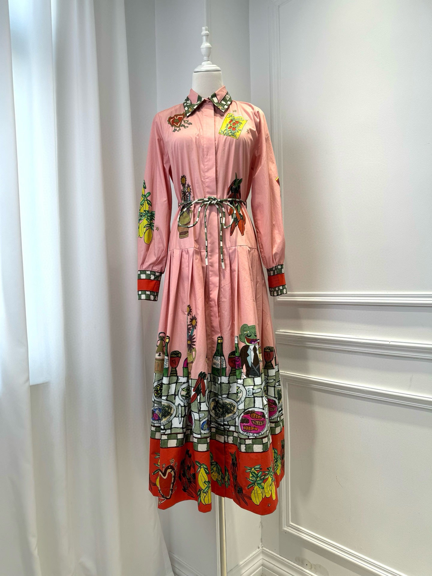 Australian Alemais New Elegant Casual Printed Shirt Long Dress