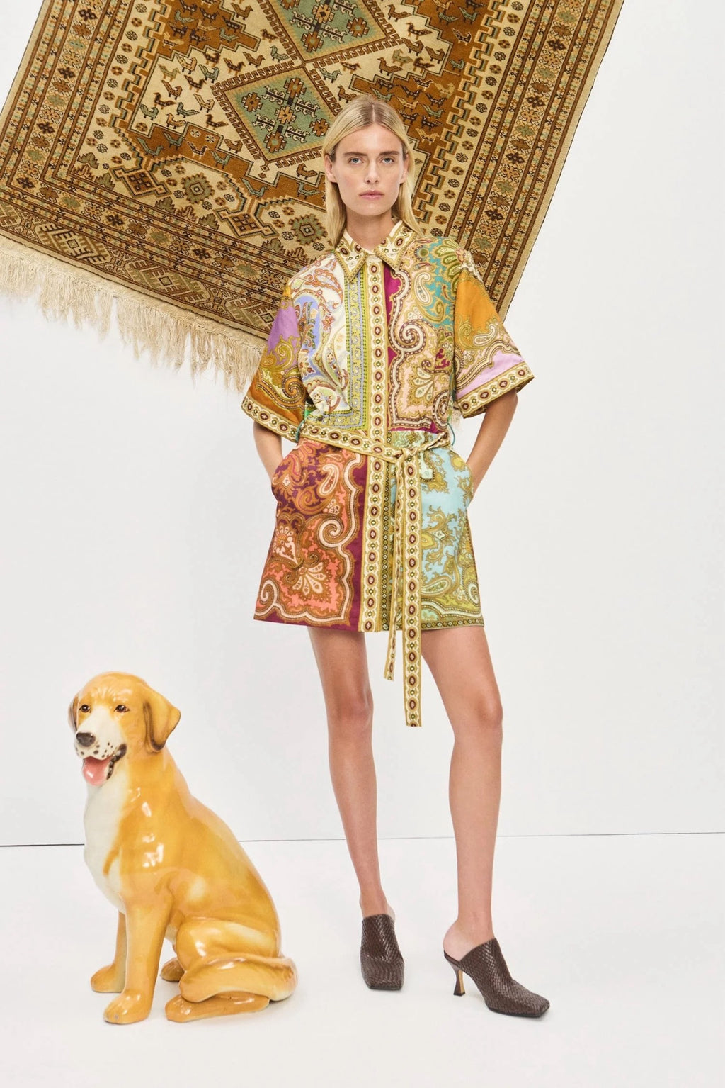 Australian Alemais New Elegant Vacation Printed Short-sleeve Mini Dress