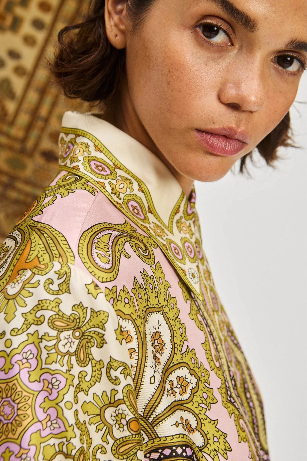 Australian Alemais New Elegant Vacation Printed Loose Shirt Collar Maxi Dress