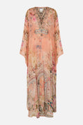 Australian Camilla Silk Printed Rhinestone Vacation Fairy Ethnic Style Peach Princess Dress