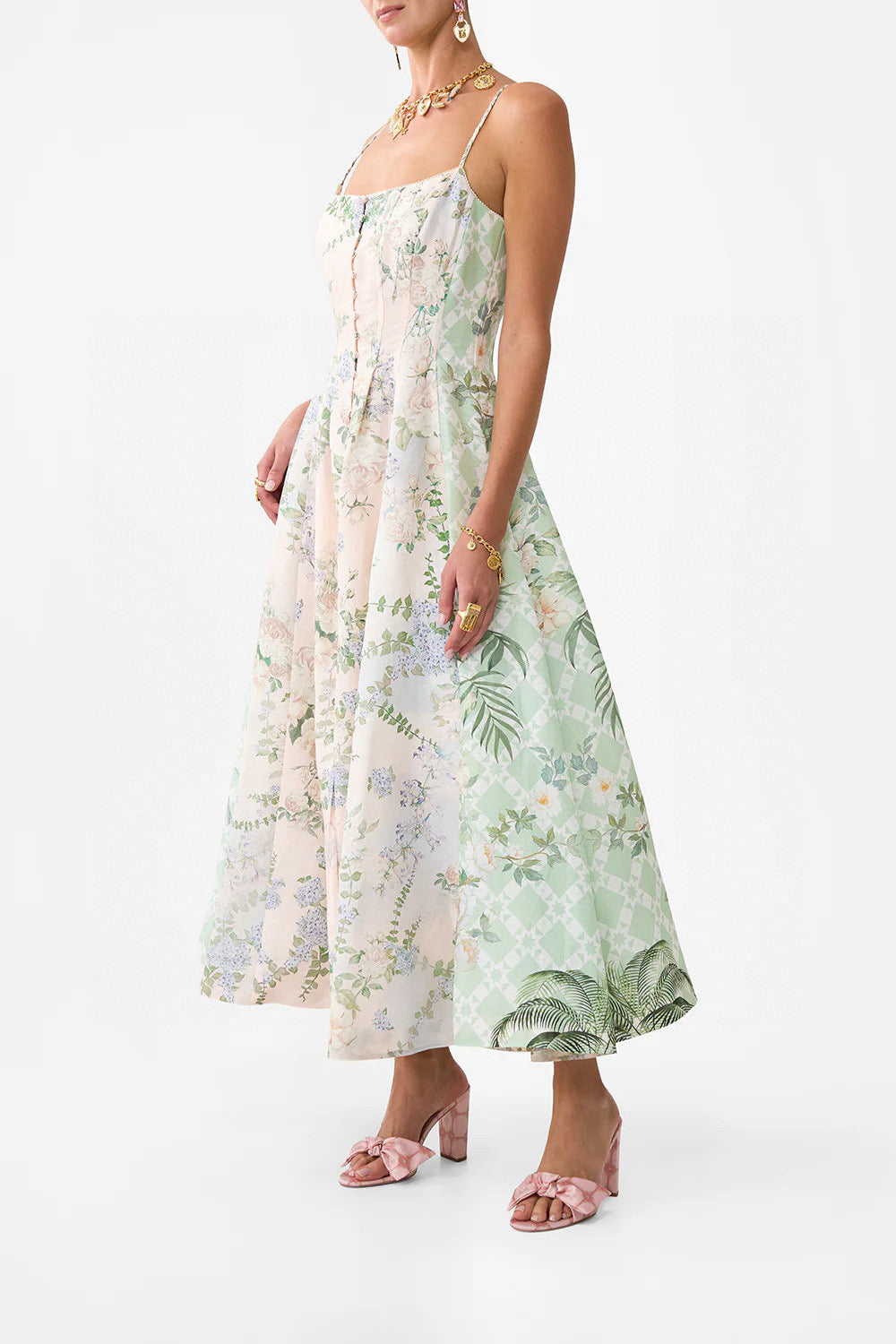 Australian Camilla Pink Printed Slip Dress, Vacation Style Maxi Dress