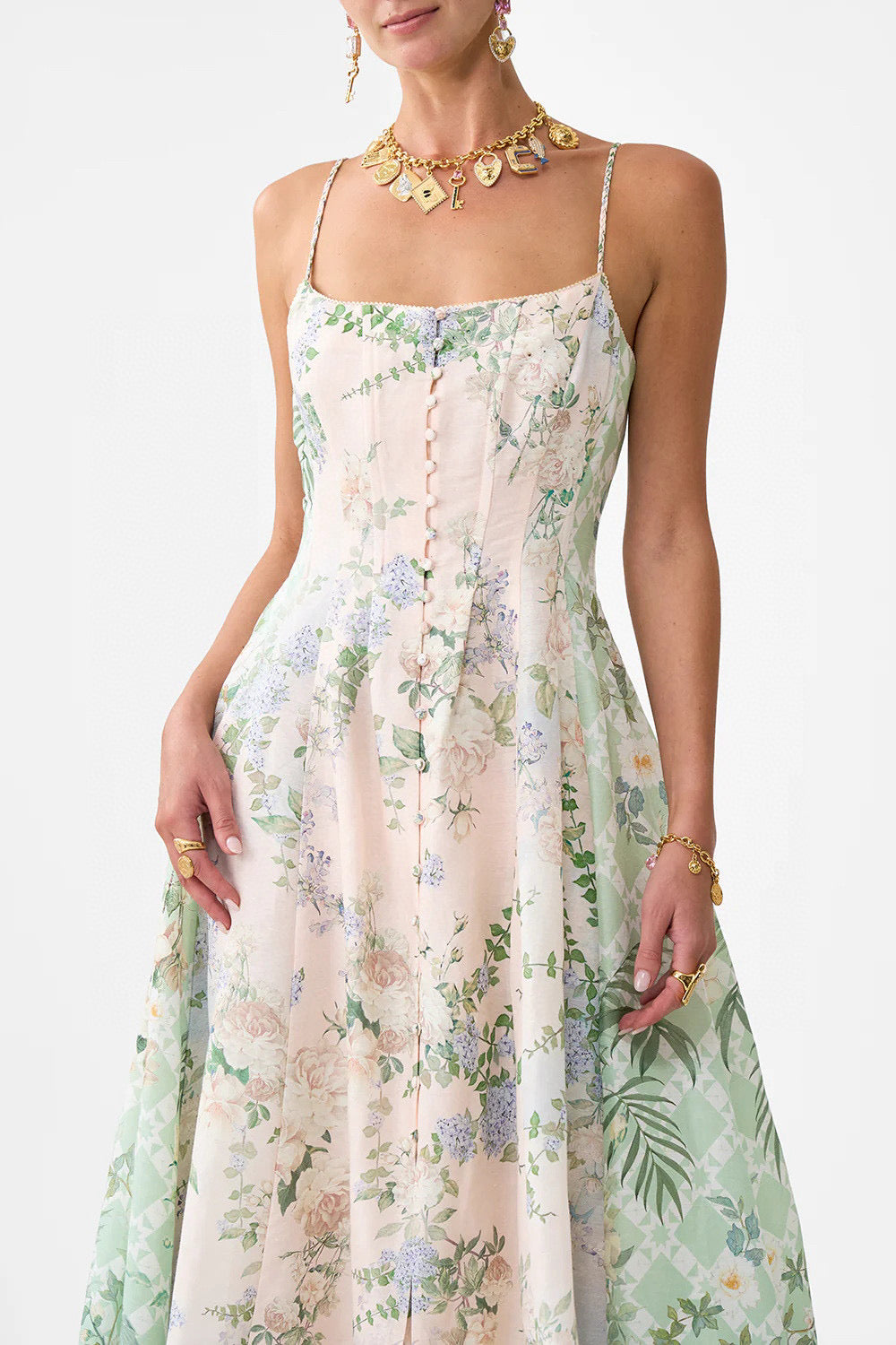 Australian Camilla Pink Printed Slip Dress, Vacation Style Maxi Dress