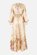 Australian Camilla Classic Long Sleeve Floral Dress, Vacation Style Fairy Summer Garden Maxi Dress