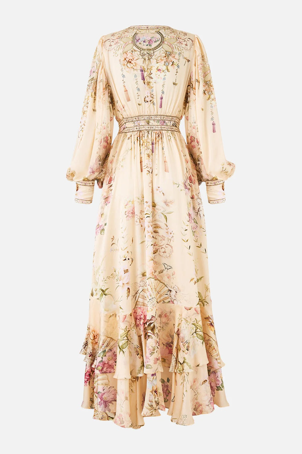 Australian Camilla Classic Long Sleeve Floral Dress, Vacation Style Fairy Summer Garden Maxi Dress