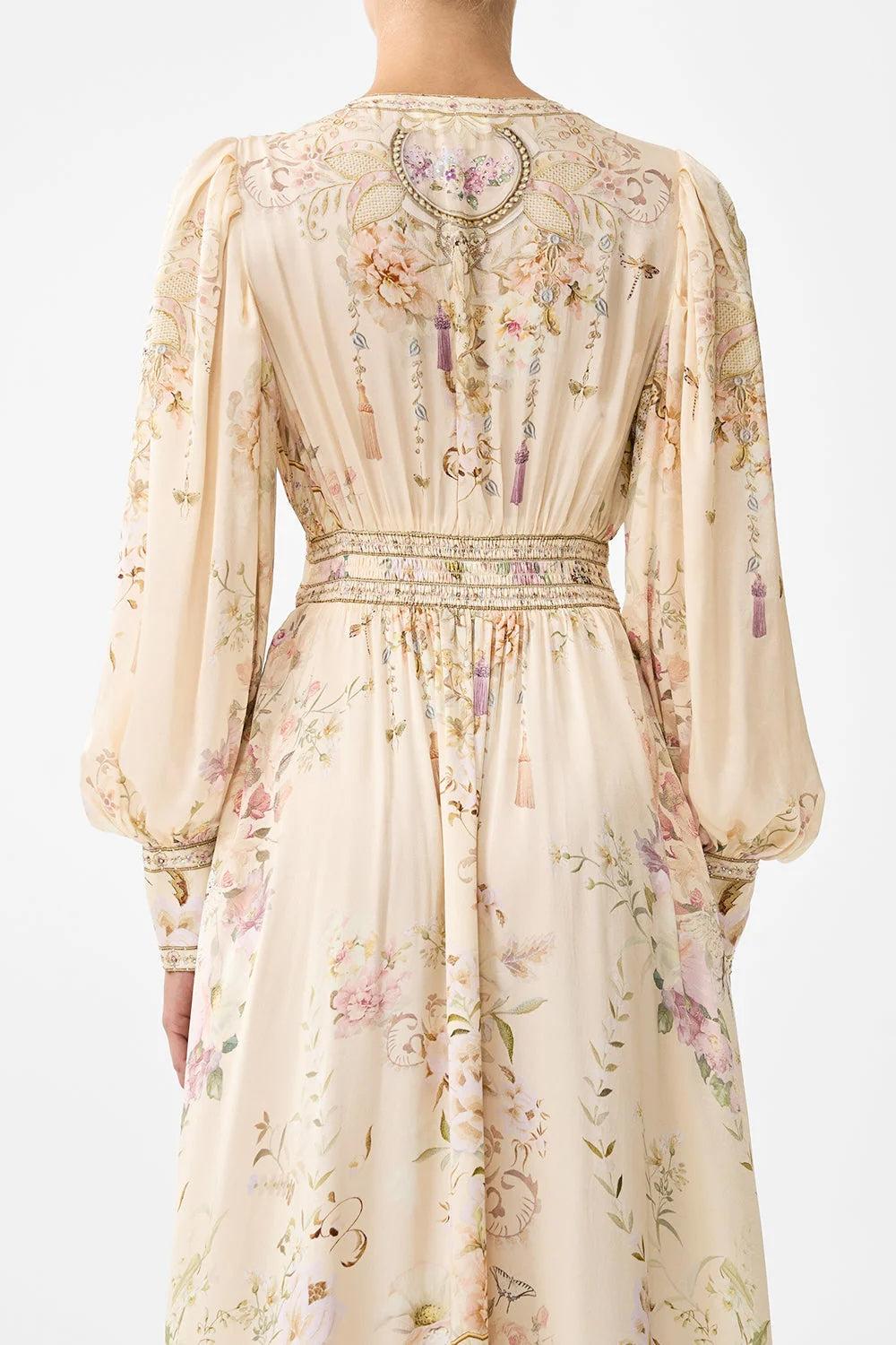 Australian Camilla Classic Long Sleeve Floral Dress, Vacation Style Fairy Summer Garden Maxi Dress