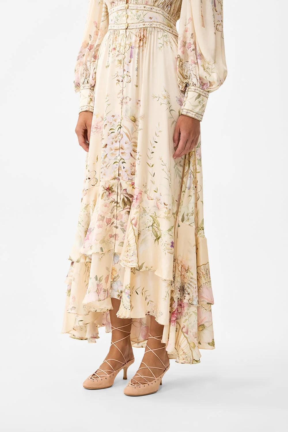 Australian Camilla Classic Long Sleeve Floral Dress, Vacation Style Fairy Summer Garden Maxi Dress