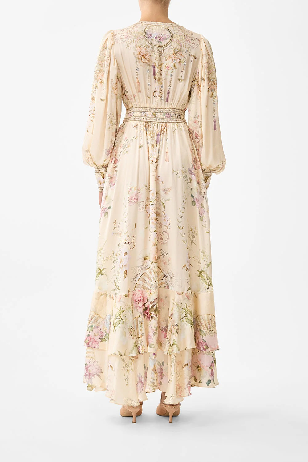 Australian Camilla Classic Long Sleeve Floral Dress, Vacation Style Fairy Summer Garden Maxi Dress