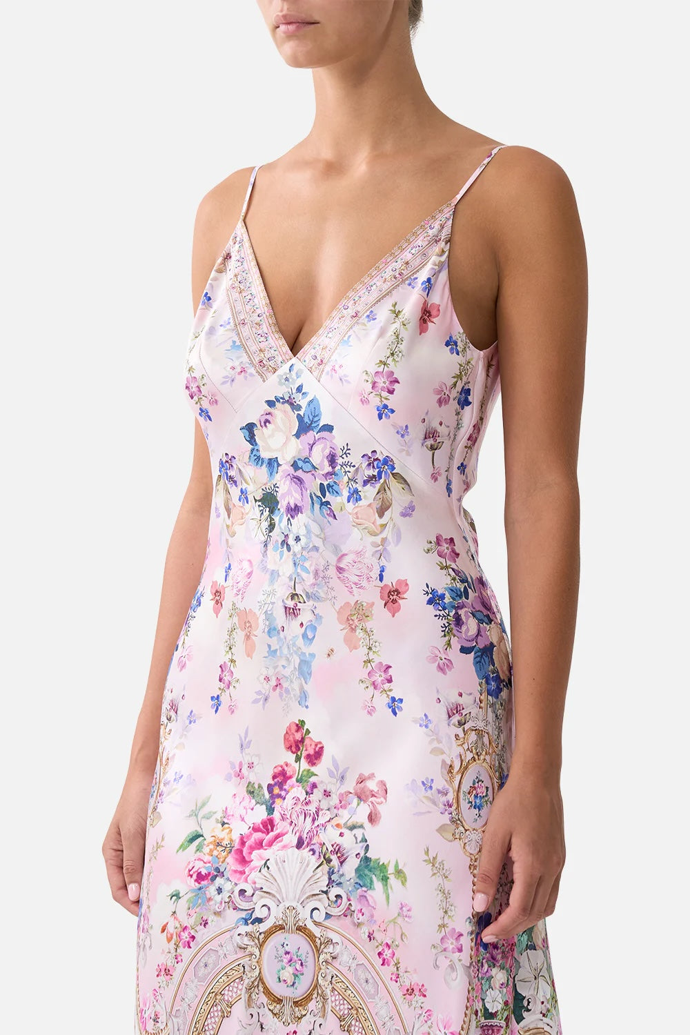 Australian Camilla New Palatial Pastels Printed V-neck Camisole A-line Dress