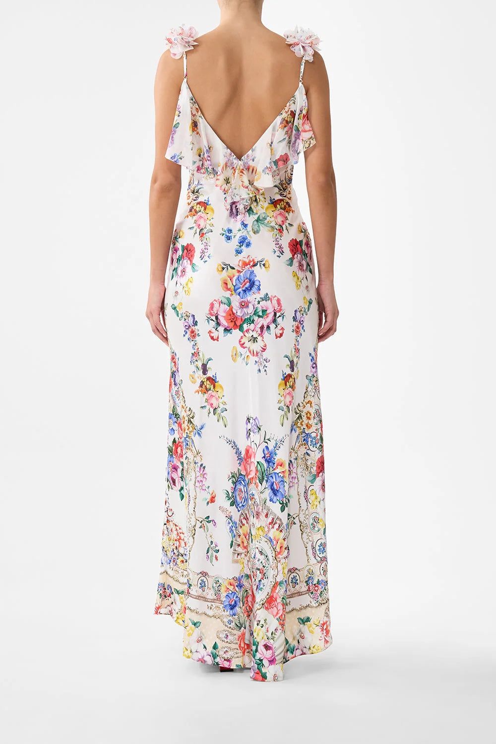 Australian Camilla Classic Long Sleeve Floral Dress, Vacation Style Fairy Summer Garden Maxi Dress