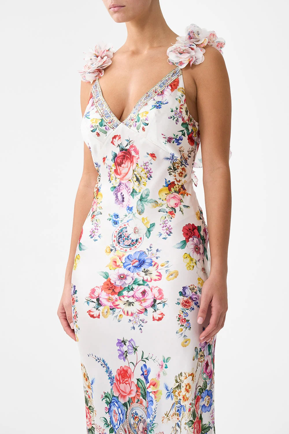 Australian Camilla Classic Long Sleeve Floral Dress, Vacation Style Fairy Summer Garden Maxi Dress