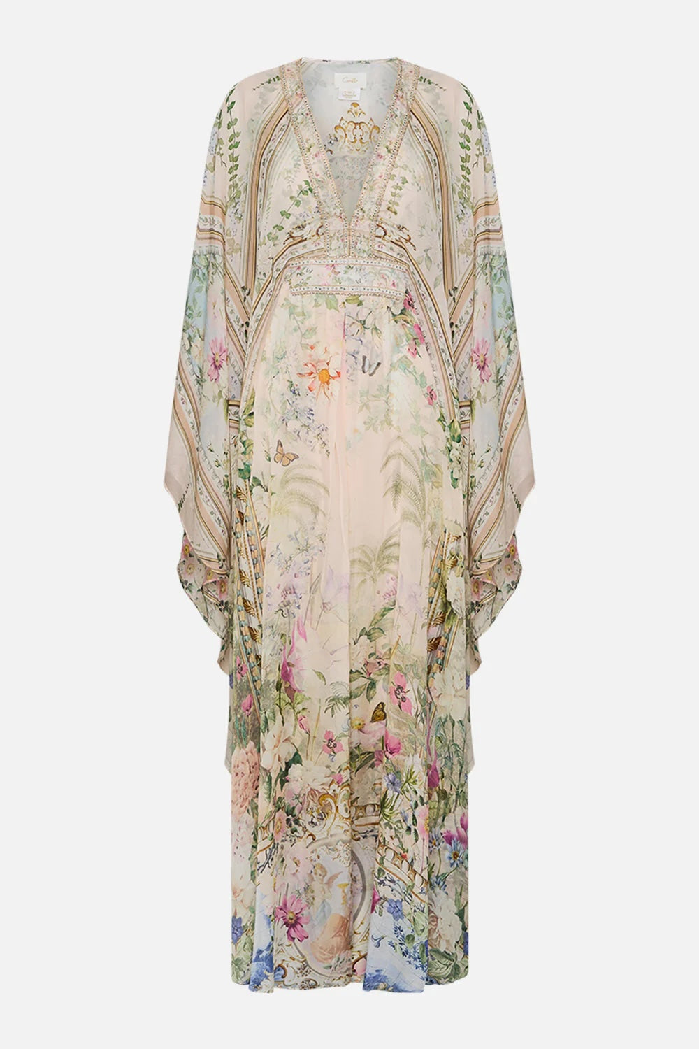 Australian Camilla Classic Long Sleeve Floral Dress, Vacation Style Fairy Summer Garden Maxi Dress