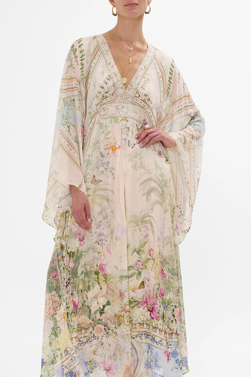 Australian Camilla Classic Long Sleeve Floral Dress, Vacation Style Fairy Summer Garden Maxi Dress