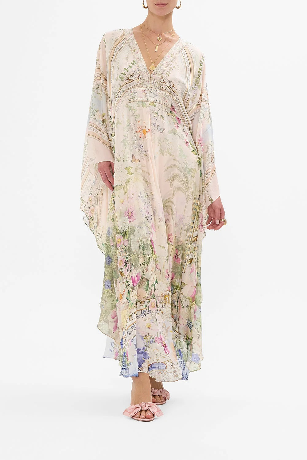 Australian Camilla Classic Long Sleeve Floral Dress, Vacation Style Fairy Summer Garden Maxi Dress