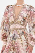 Australian Camilla Vintage Print V-Neck Long Sleeve Maxi Dress