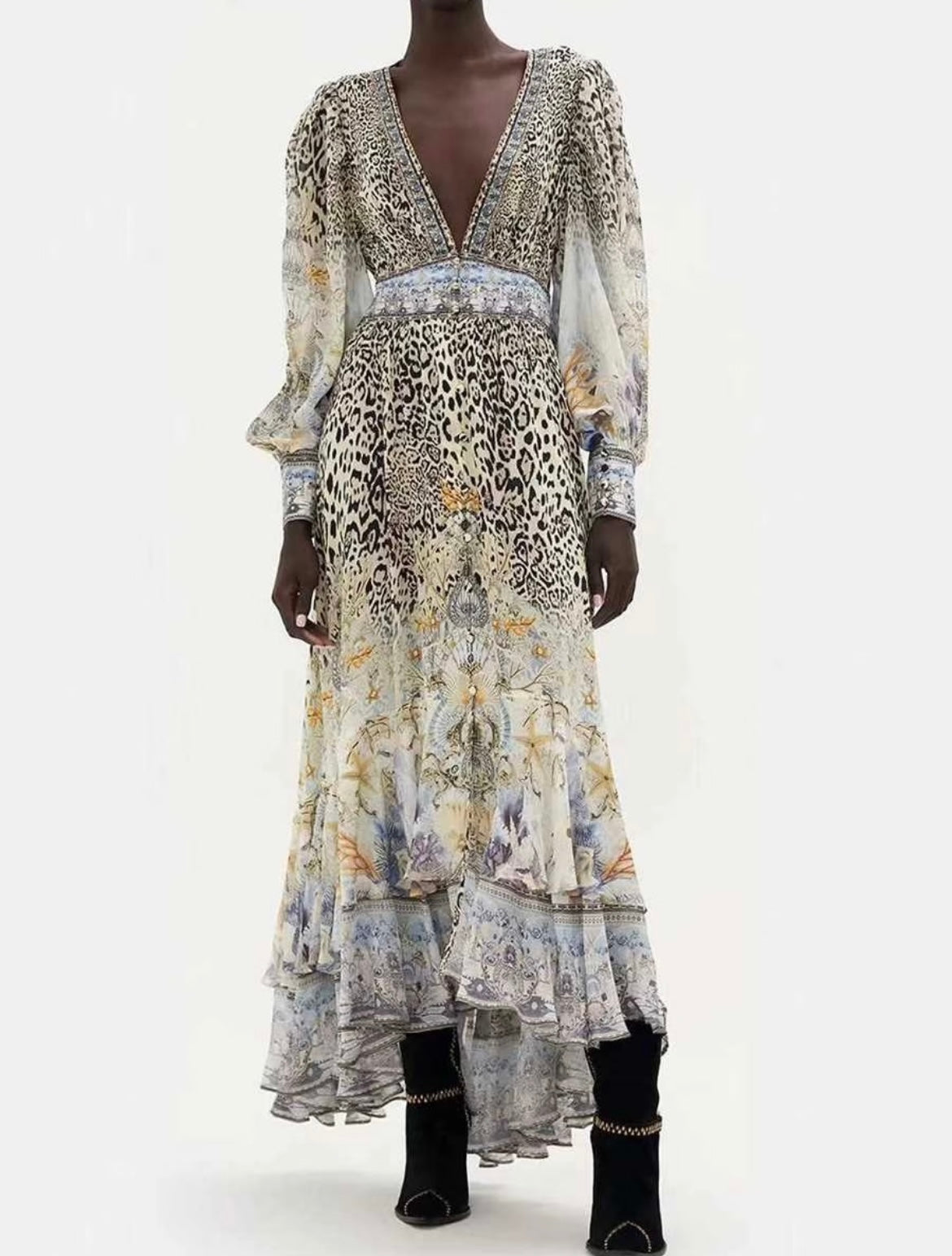 CAMILLA INSPIRED DRESS IN 100% SILK