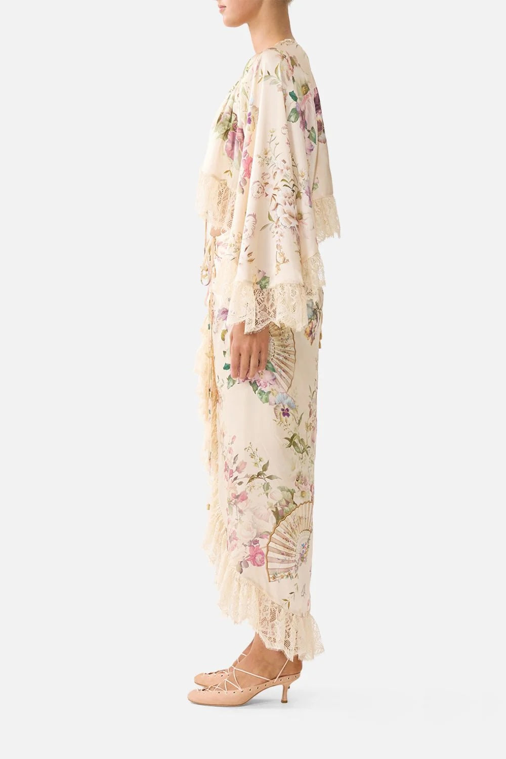 Camilla Australia French Romantic Printed Top + Ruffled Lace Resort Skirt Set