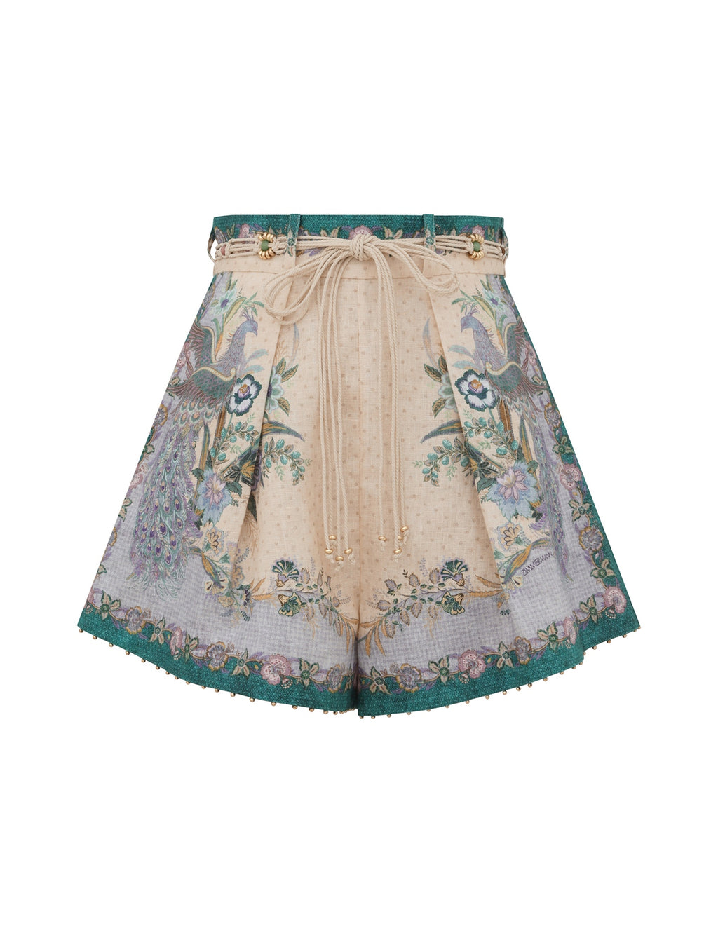 New Cream Floral Pattern Women’s Shirt Top + Linen Cream Printed Ruched Shorts