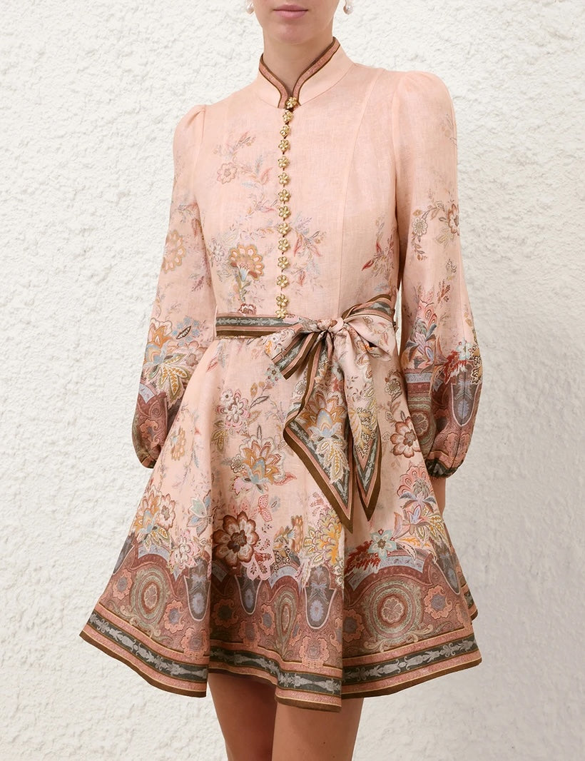 ZIMMERMANN INSPIRED DRESS IN 100% LINEN BELT IN 100% SILK