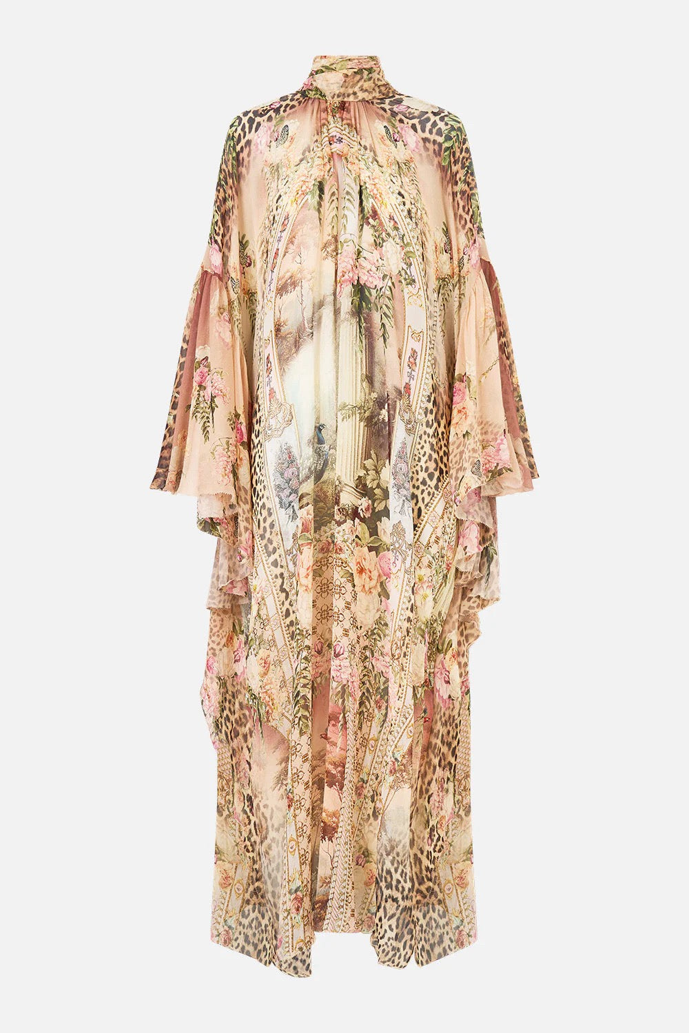VGH French Court Style Retro Elegant Dress, Ruffle Silk Printed Loose Luxury Temperament Long Dress